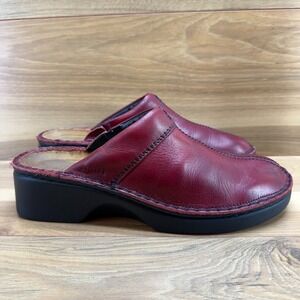 NAOT Leather Clog Slip On Shoes Womens 11 EU 42 Deep Red Leather Wedge